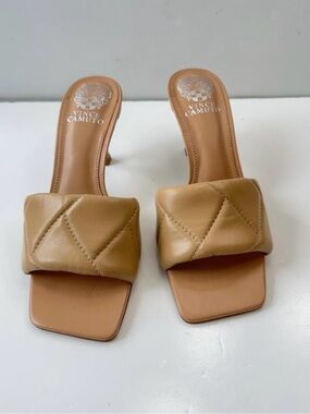 Vince Camuto Quilted Tan Slide Mules